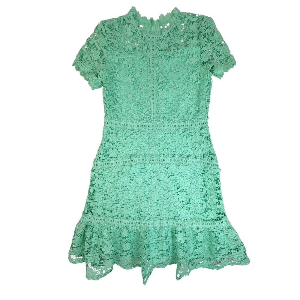 GB Girls Lace Dress Size 14 Mint Green Short Sleeve Fit Flare Party